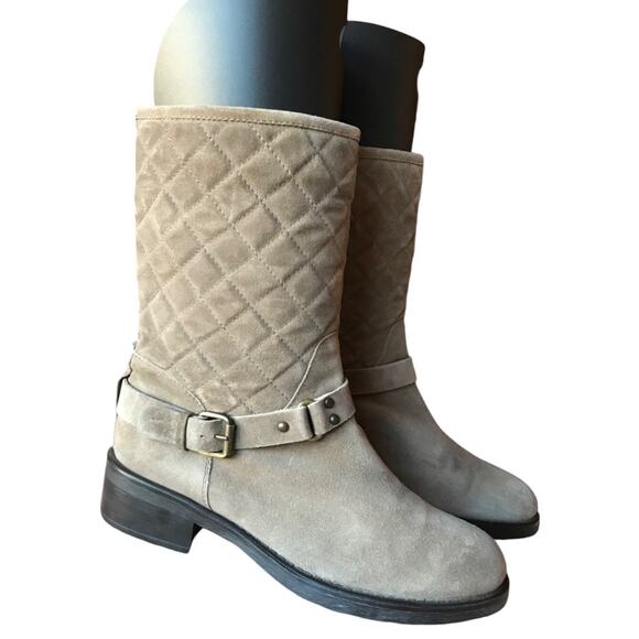 Aquatalia Quilted Suede Moto Style "Weather Proof" Boots size 9.5 - Picture 2 of 14